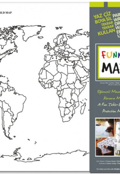 Funny Mat - Dünya Dilsiz Haritası 33,5x48cm Funny Mat - Dünya Dilsiz Haritası 33,5x48cm