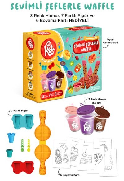 Sevimli Şeflerle Waffle Oyun Hamuru Seti (16 Parça - 340 Gr) Sevimli Şeflerle Waffle Oyun Hamuru Seti (16 Parça - 340 Gr)