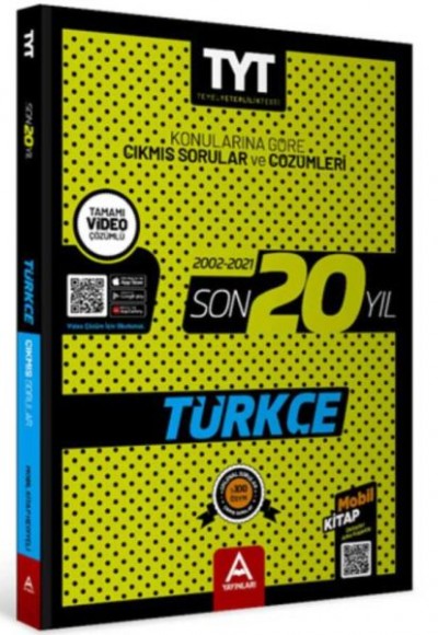 A Yayınları TYT Türkçe Son 20 Yıl Soru ve Çözümleri A Yayınları TYT Türkçe Son 20 Yıl Soru ve Çözümleri